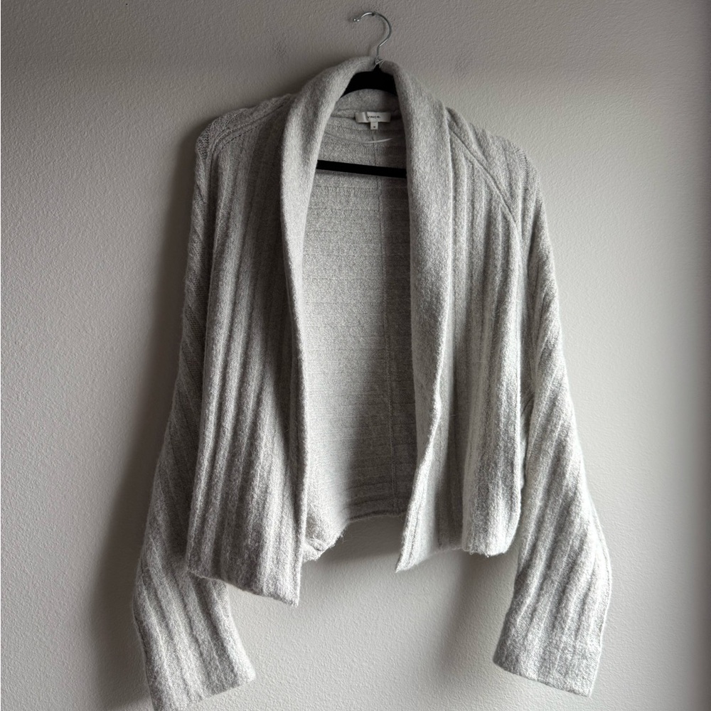 Vince Textured Alpaca-Blend Shawl Collar Batwing Sleeve Cocoon Cardigan medium - Picture 2 of 5